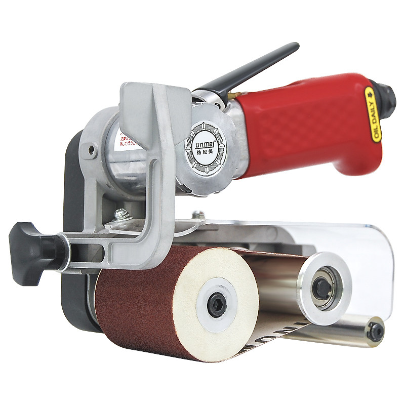 佑尼美气动拉丝砂带机小型手持打磨机金属不锈钢抛光机砂纸带配件