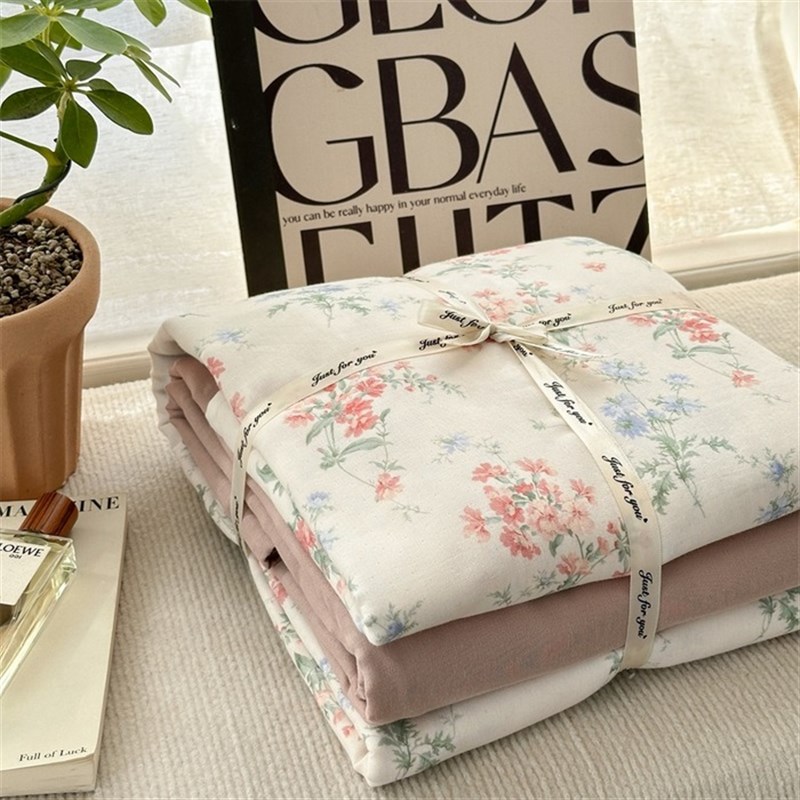 A类母婴级全棉双层纱四件套有氧印花学生宿舍床单被套三件套