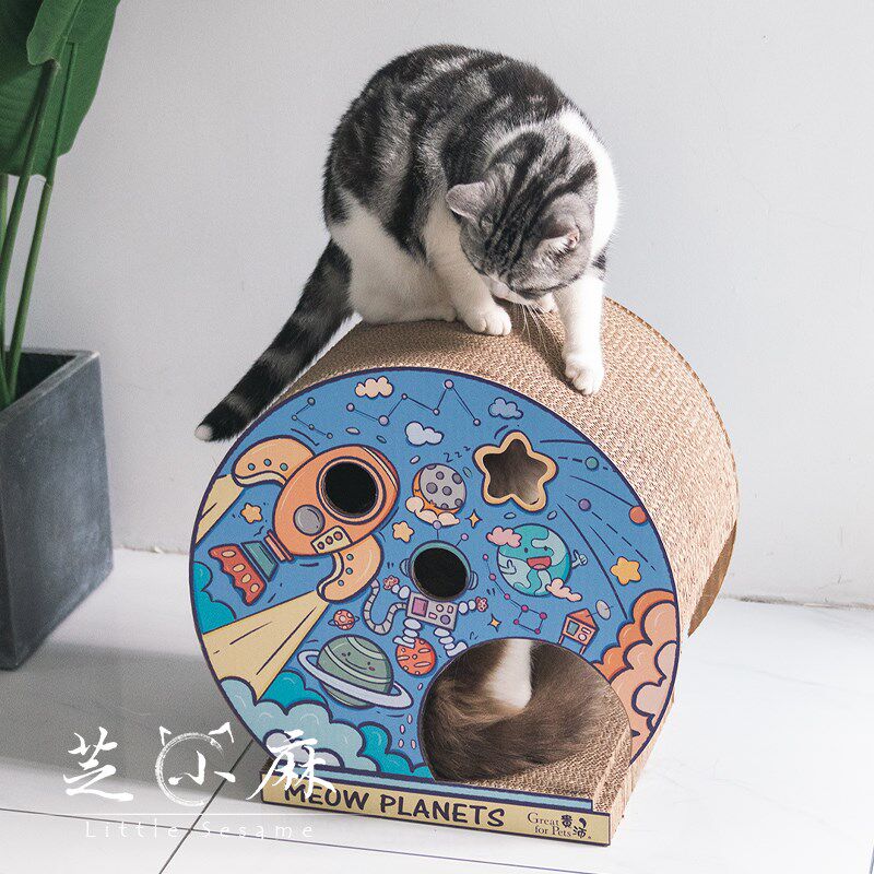 芝小麻 b探索宇宙猫抓板磨爪宠物蹭痒器猫咪玩具瓦楞纸耐抓猫爪板