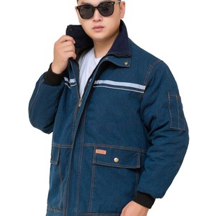 冬季牛仔棉服电焊耐磨防烫男棉衣加厚保暖汽修工地劳保工作服定制