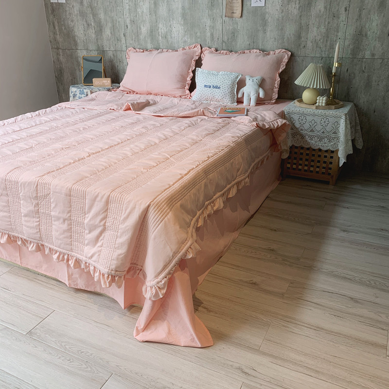 韩国100全棉纯棉床裙夏凉被4四件套夏天小清新空调被薄款夏季床盖