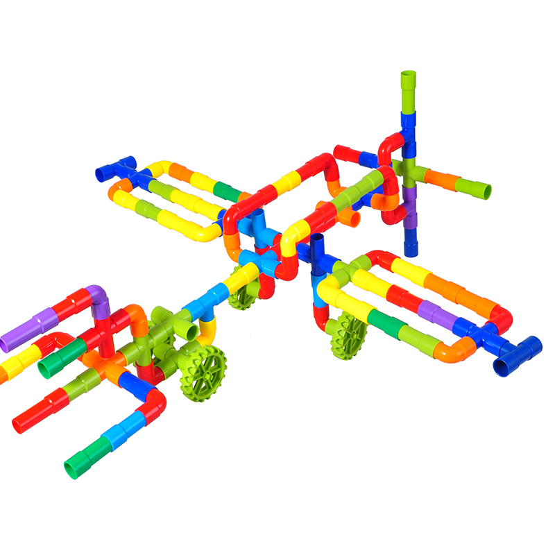 儿童拼装水管道积木凑拼接玩具组装枳木塑料拼插管子益智百变管状