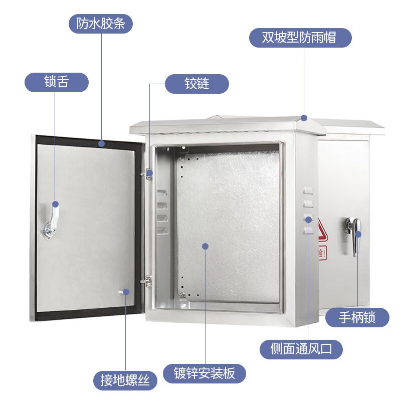 304户外不锈钢配电箱明装雨水落地箱控制柜动力箱室外1500*700*35