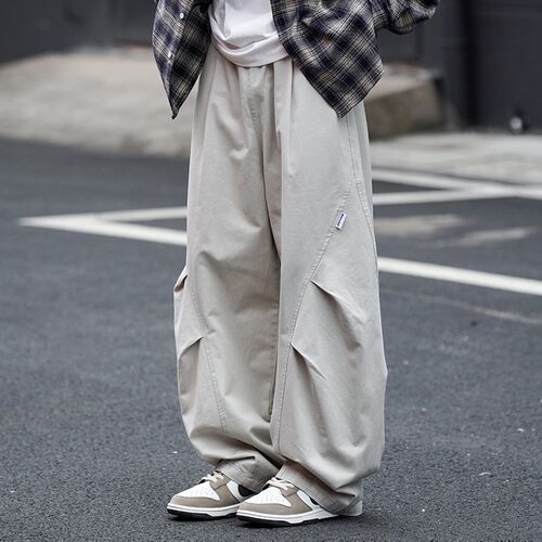 拾壹CityBoy日系伞兵工装裤2024秋季男生宽松廓形抽绳直筒阔腿裤
