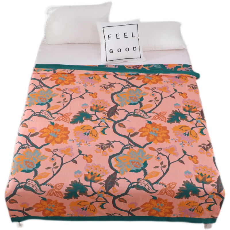 毛巾被夏季薄款成人竹纤维冷感毯单人纱布中式柔软可铺可盖软