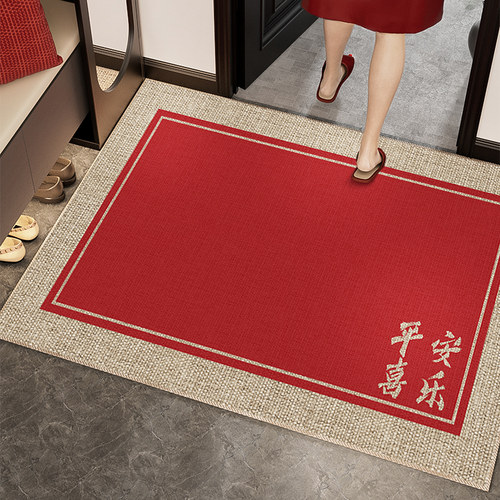 入户门地垫高级感红色进门门口脚垫结婚喜庆防滑耐脏免洗玄关地毯