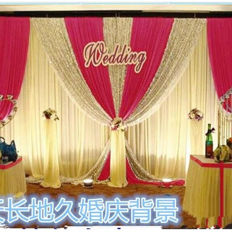 婚庆背景婚礼舞台背景场景w布置豪华幕布亮片布幔纱幔道具用品
