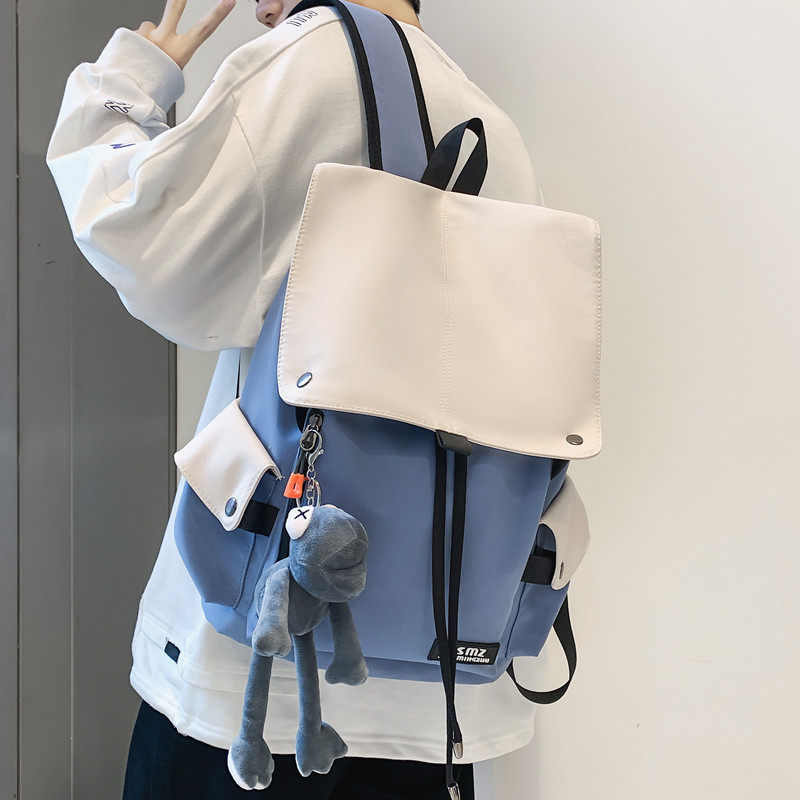 双肩包笔记本电脑女生16寸15.6书包大学生大容量翻盖简约背包女