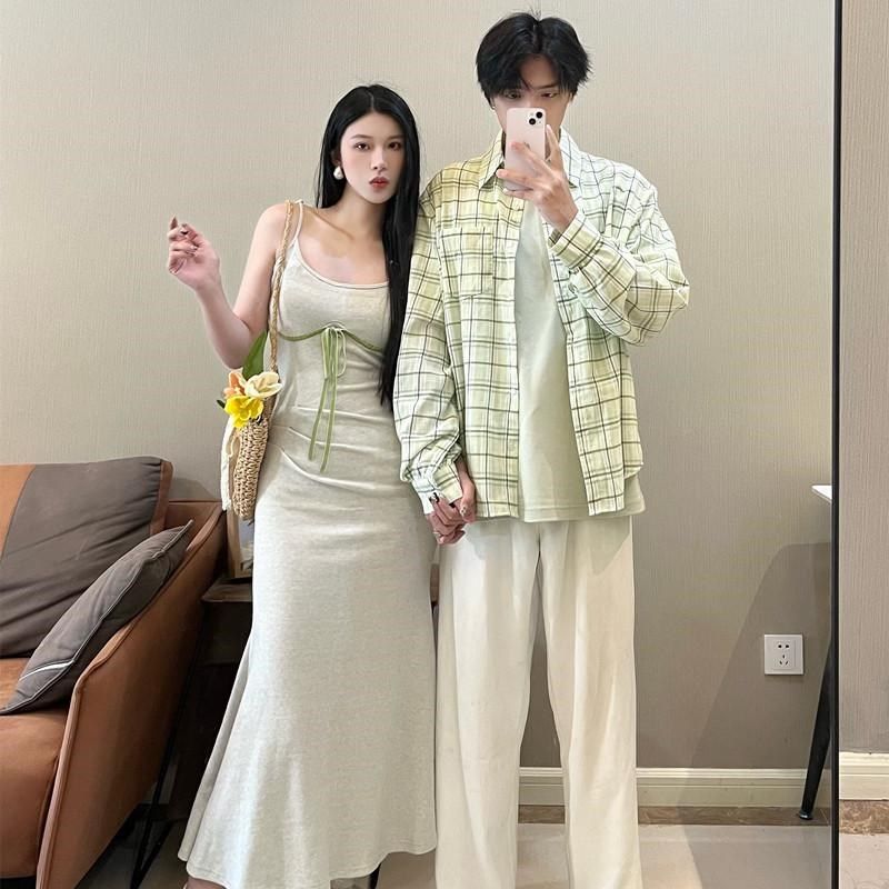 情侣装夏装2025新款设计感小众韩版衬衫法式显瘦纯欲包臀裙两件套