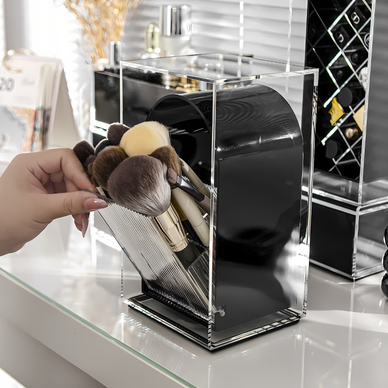 化妆刷收纳桶透明压克力笔刷筒桌面高级感眉笔眼影散粉刷子收纳盒