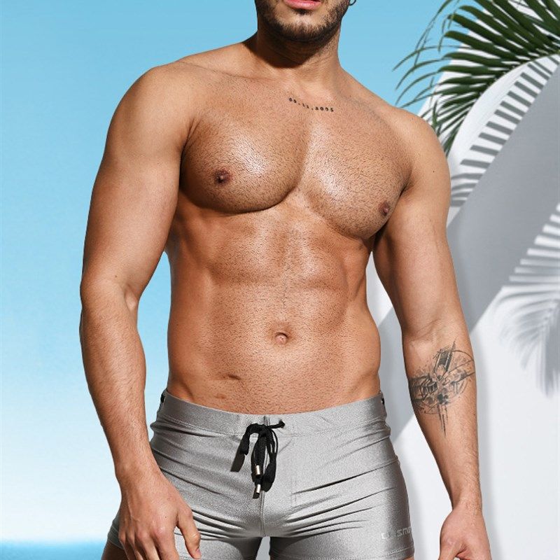 泳裤 男 平角 温泉冬泳男士泳衣 U凸护垫防尴尬 四角男海边游泳裤