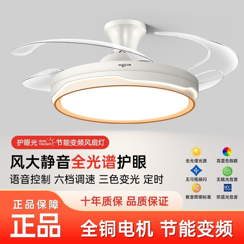 隐形风扇灯吊扇灯家用客厅餐厅卧室吸顶灯静音风扇吊灯遥控寝室