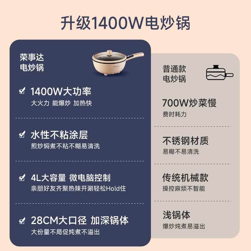 一体式电爆炒不粘锅抄多功能炒菜锅家用电锅电插电电锅炒锅钞吵用
