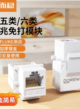 达而稳 网络模块六类千兆cat6免打网口超五类百兆非屏蔽RJ45水晶头电脑网线插座面板连接对接头电话接口