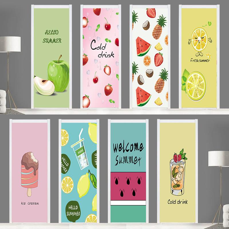餐厅水果门贴纸整张自粘装饰旧门翻新卫生间衣柜玻璃防水墙壁贴画