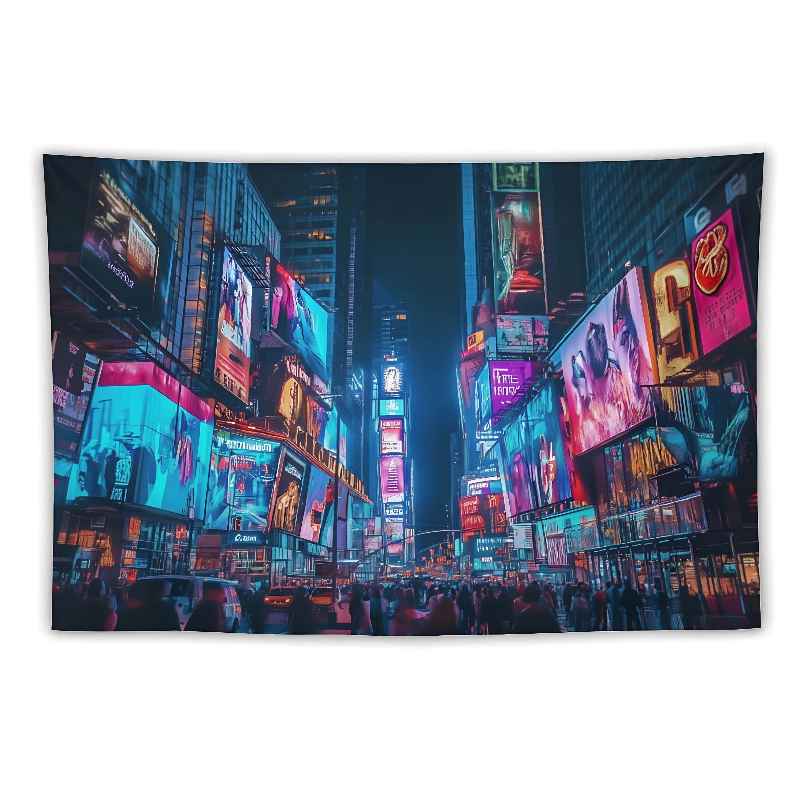 NYC美国New York纽约时代广场摩登都市装饰背景墙布海报挂布挂毯