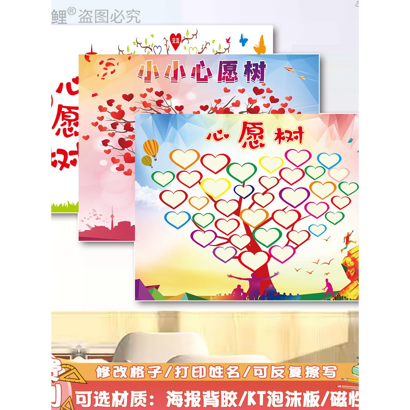 心愿树墙贴小学班级教室布置装饰许愿树班级心愿照片树KT板磁吸图片