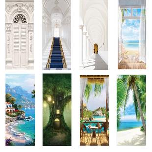 卧房门海报立体旧衣柜冰箱木门贴纸翻新自粘整张卧室壁画电梯贴纸