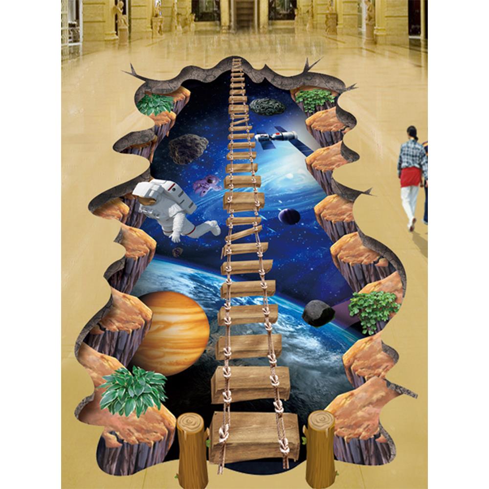 3d立体地板贴防水星空地贴三地面贴画墙贴装饰地砖地板砖贴纸自粘