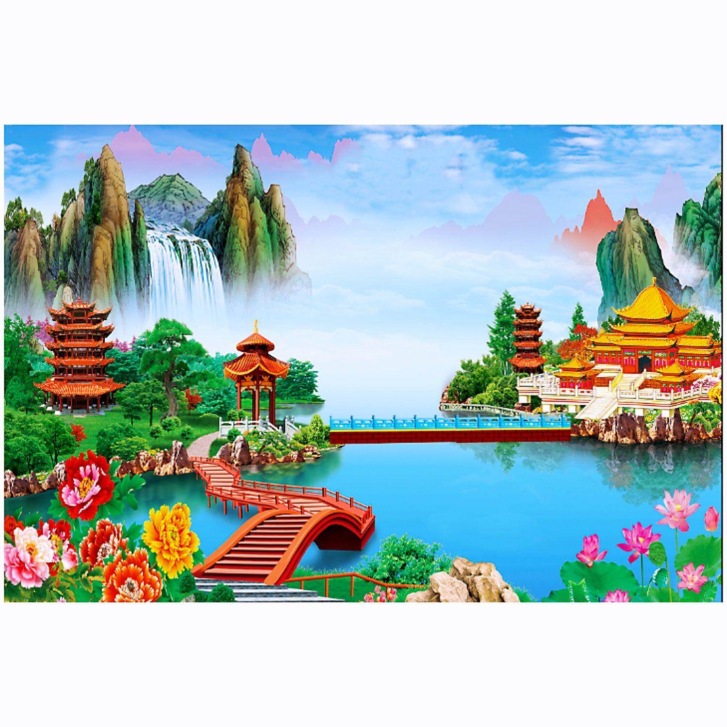 定制亚光自粘画客厅电视沙发背景自然风景墙纸墙画海报贴纸贴画