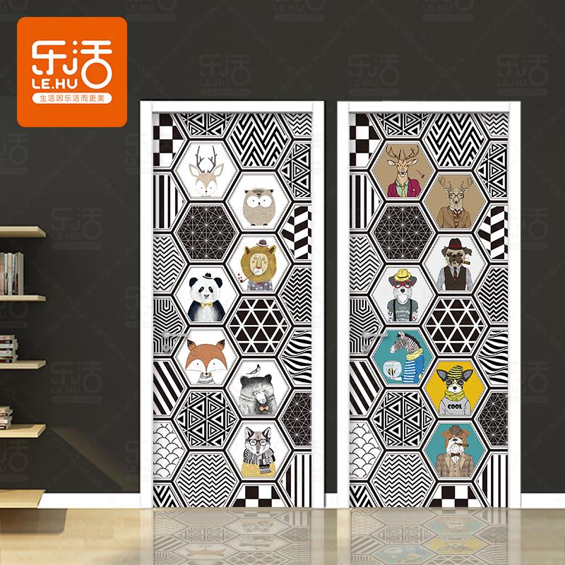 北欧装饰包门贴纸整张木门翻新玻璃柜子贴卫生间租房防水衣柜贴画