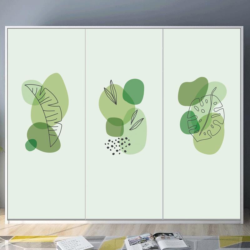 定制简约莫兰迪卧室衣柜贴纸翻新专用美化装饰玻璃门贴纸整张遮盖