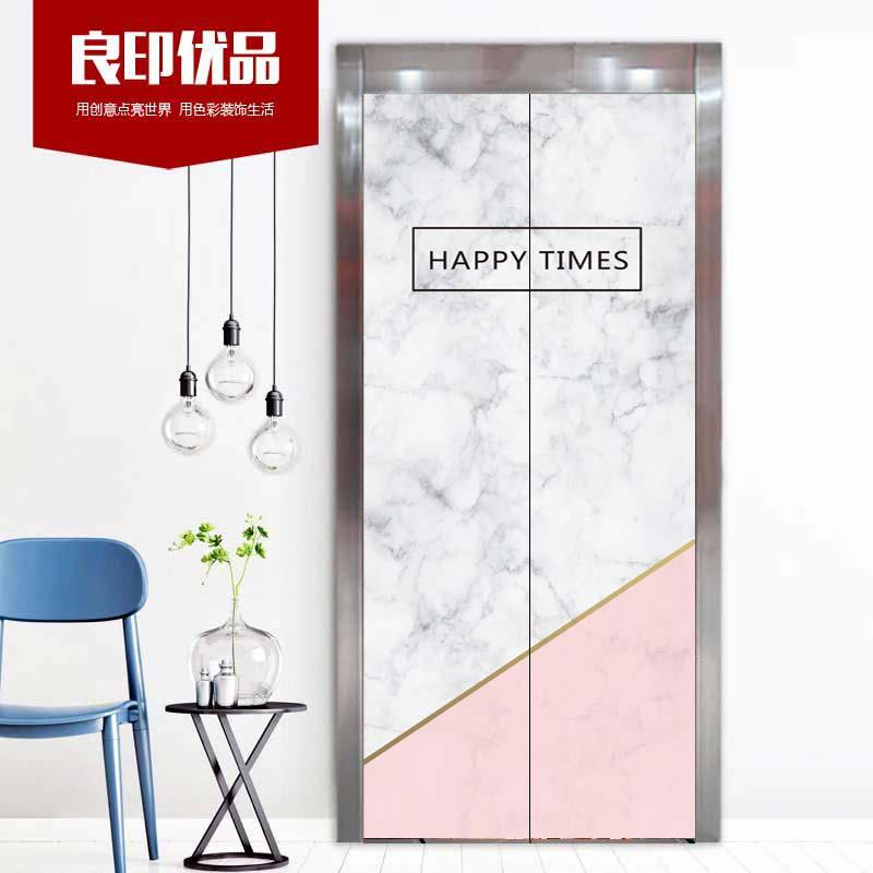 简约自粘贴纸电梯防水可定制北欧轻奢仿大理石门装饰贴画个性保护图片