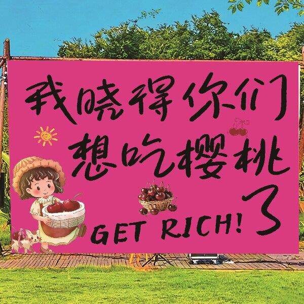 樱桃园亲子采摘横幅网红拍照打卡背景布装饰挂布樱桃摆摊车招牌布