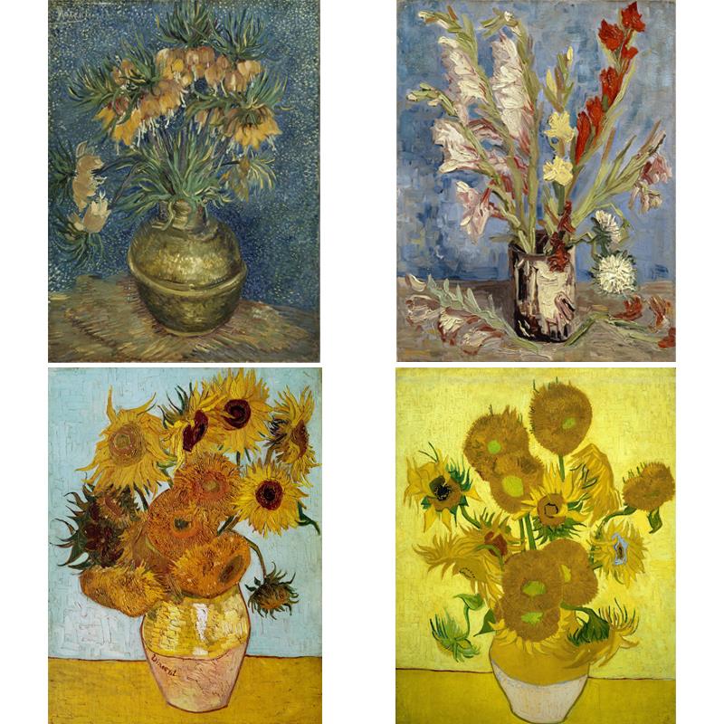 欧美式梵高向日葵花瓶墙画仿真油画无框装饰画客厅画餐厅玄关画