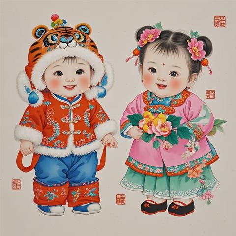 宝宝海报照片龙凤画报可爱漂亮孕妇小孩胎教大图片墙贴画bb年画