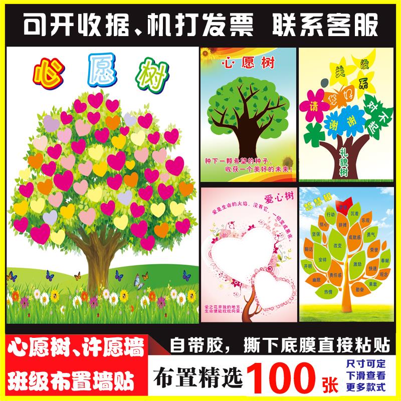 小学班级教室布置装饰文化墙贴纸许愿树心愿墙展示栏励志标语挂图