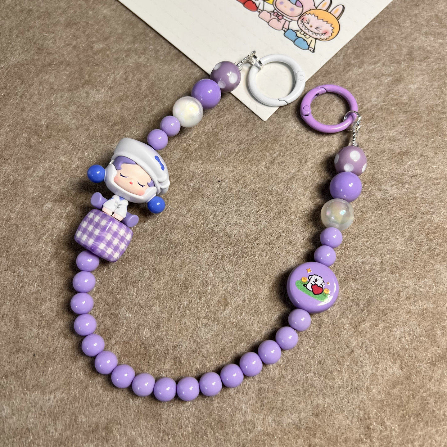 diy泡泡正版萌粒SP冥想者斜挎可背手机链长款包挂绳串珠链防丢绳