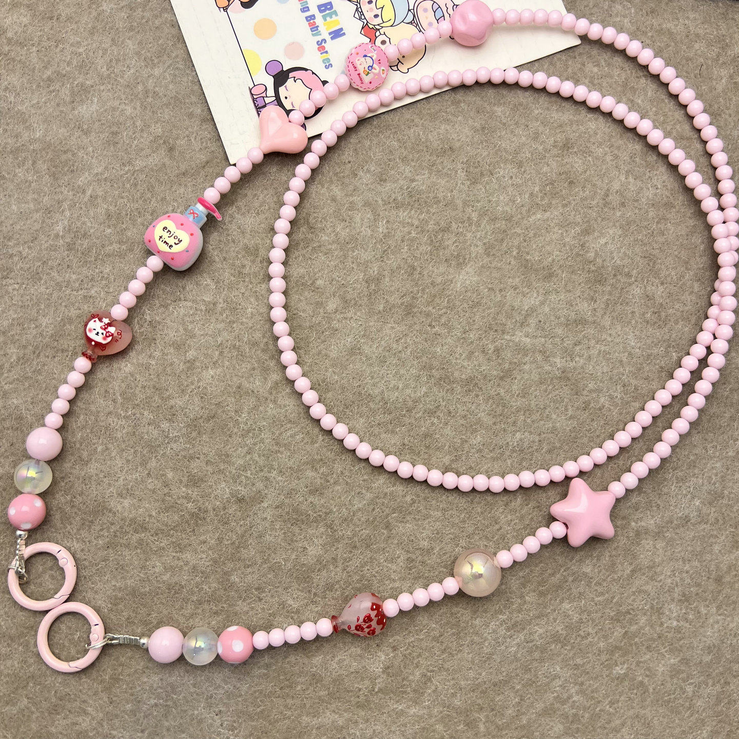 原创手机链卡通长款手机斜跨挂绳串珠链条防丢背带手工链diy可爱