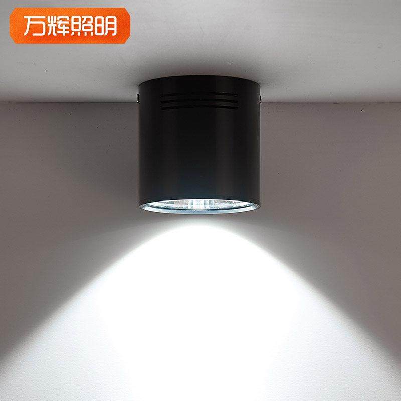 明装筒灯led圆形黑色COB吸顶式4寸5寸6寸8寸射灯北欧家用过道吊线,家装灯饰光源,明装筒灯,淘宝优惠券,粉丝福利购,淘宝优惠卷