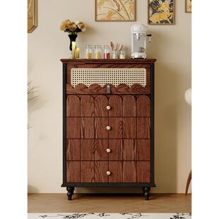 曲泰法式覆古中古风实木五斗柜卧室储物收纳柜小户型客厅家用边柜