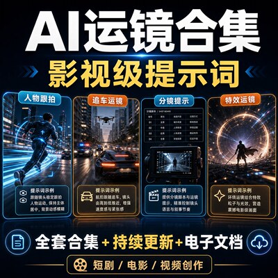 AI运镜镜头电影视级提示词视频合集AI短视频快速入门全套解析
