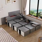 香港小户型定制榻榻米床箱体衣柜一体组合储物地台柜1.2米m单人床