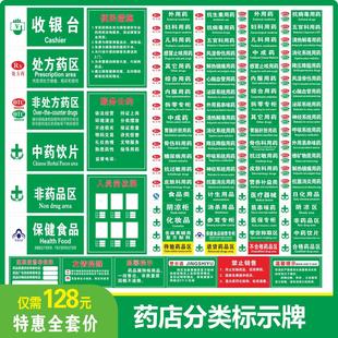 药品分类牌药店分类医院药店标识药房标识牌标贴标签GSP认证全套