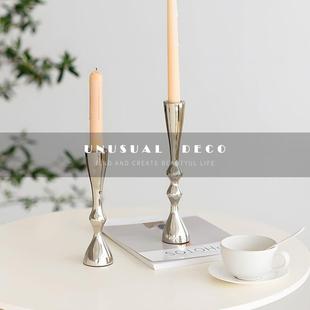 UNUSUAL 饰品摆件 DECO现代轻奢孟菲斯系列银色金属烛台样板房软装