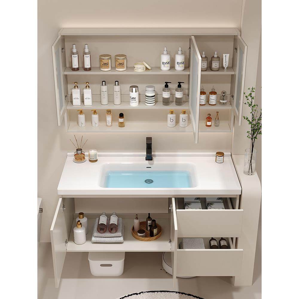 实木陶瓷一体盆浴室柜卫生间洗漱台智能洗手台洗脸盆柜组合挂墙式,家装主材,浴室柜组合,淘宝优惠券,粉丝福利购,淘宝优惠卷