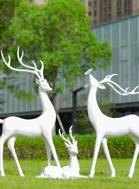 玻璃钢雕塑仿真梅花鹿大型摆件房地产户外造景仿铜动物装饰品高档