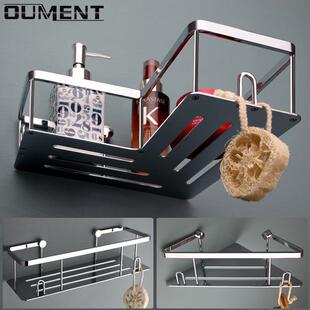 全铜浴室厨房置物架 L形大容量化妆室网篮304 淋浴房加高隔板挂钩