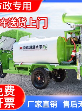 电动洒水车工地用环保除尘三轮电动新能源雾炮洒水车小型消防车