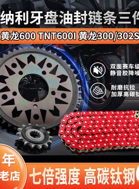 适用贝纳利黄龙600 TNT600i 黄龙300/302S静音牙V盘油封链条三件