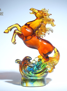 琉璃生肖马摆件招财办公室桌面中式客厅家居装饰乔迁开业工艺礼品