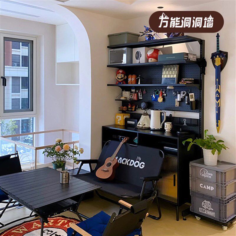 万能洞洞板茶水k柜吧台一体小户型靠墙置物架器具收纳咖啡角布置