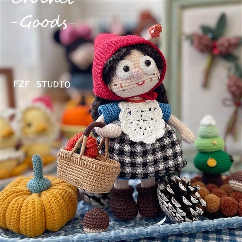FZF手作钩织小红帽丝丝玩偶材料包DIY礼物打发时间手工