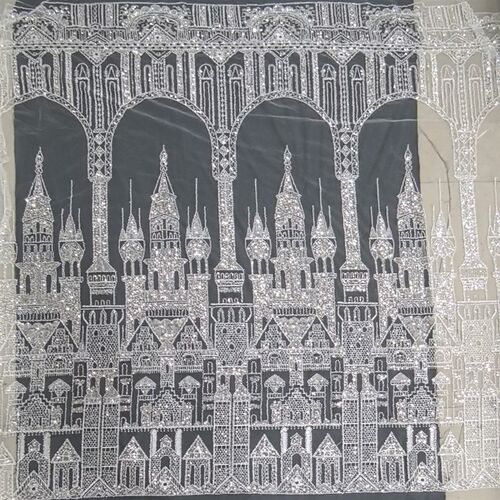 橘子DIY白亮片刺绣立体城堡蕾丝面料布料装饰画玄关画背景布窗帘