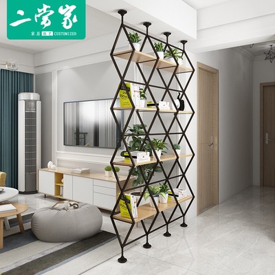 简约现代屏风办公室隔断客厅玄关折屏铁艺镂空时尚挂屏置物架定制