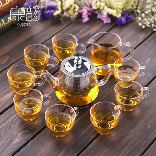 康韵透明玻璃茶具套装小套功夫茶杯客厅茶壶泡茶器家用办公室会客